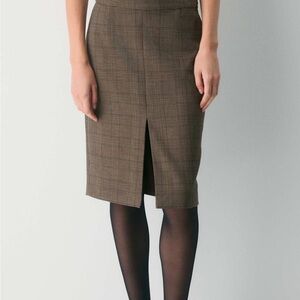 Aritzia Babaton Carly Skirt Size 6 Brown Plaid Midi Skirt Business Casual Office